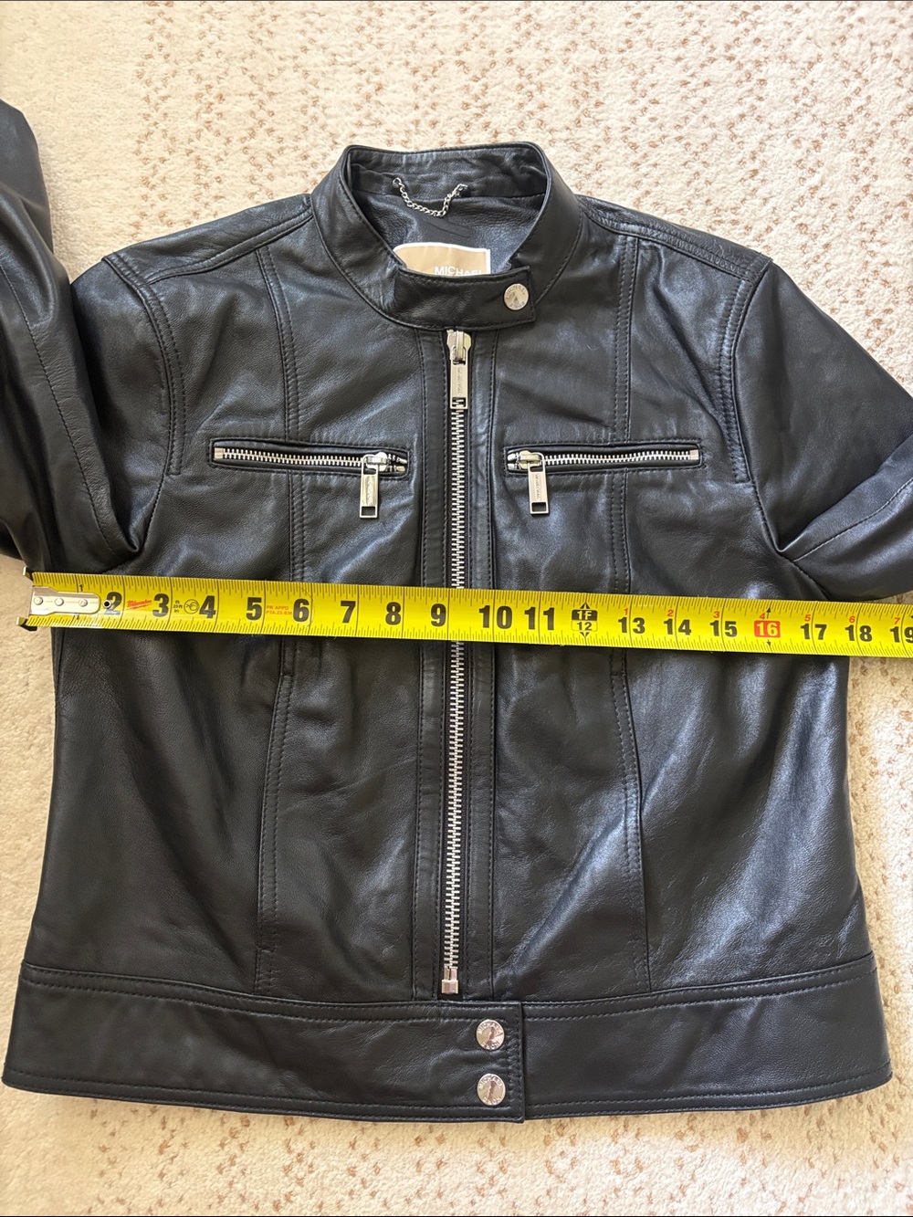 Michael Kors Real Lambskin Leather Moto Biker Jacket Size Small S Black - Picture 12 of 15